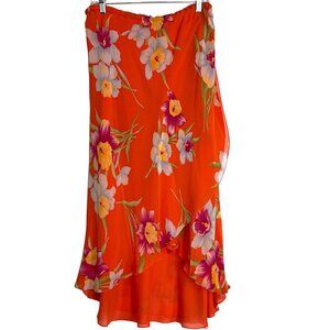 "Clearance" Lauren Ralph Lauren Hi Low Faux Wrap Floral Silk Skirt Size 22W